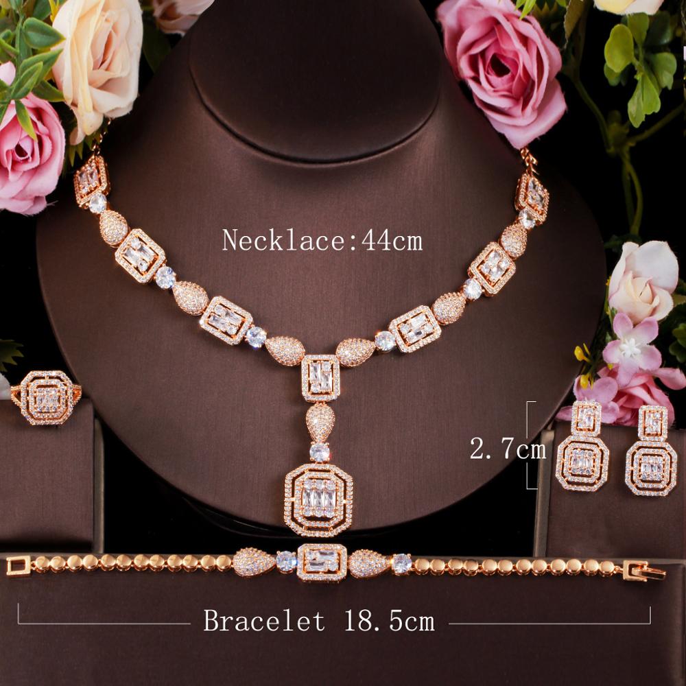 Cwwzircons 4 Pcs Luxe Witte Kubieke Zirkoon Vrouwen Bruiloft Kostuum Sieraden Sets Voor Bruiden Dubai Goud Kleur Party Accessoires T483