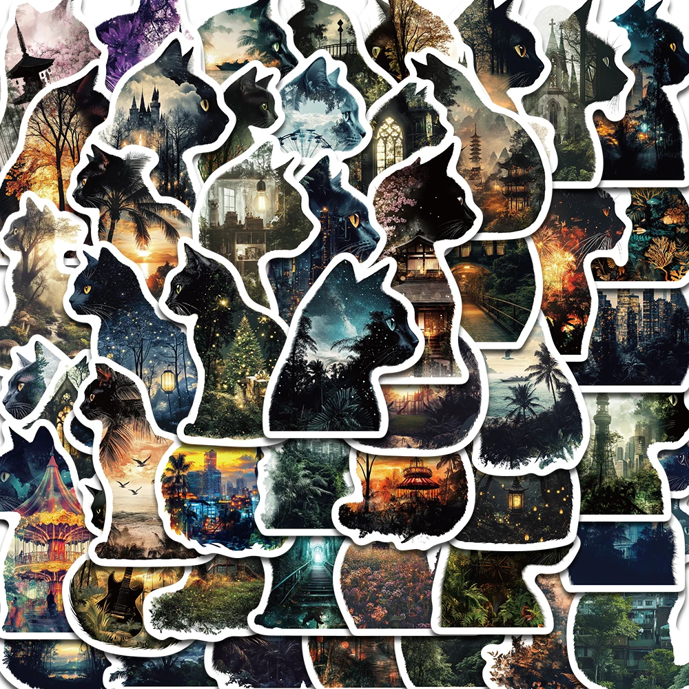 50 sztuki uroczych naklejek z nadrukami kotów, scrapbooking, laptop, graffiti, artykuły papiernicze, obraz, salon, telefon, naklejka na deskorolkę: Default Title