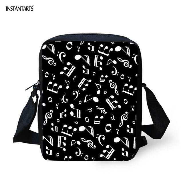 INSTANTARTS Music Note Piano Crossbody Bag Brand School Student Bookbag Mini Messenger Bag Flap Handbag Schoolbag: H7387E