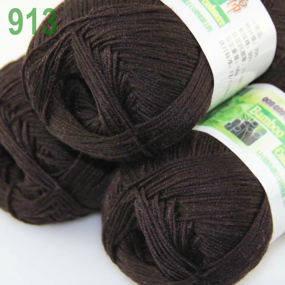 Lot van 3 Strengen Super Soft Natural Bamboo Katoen Breigaren Brown 913