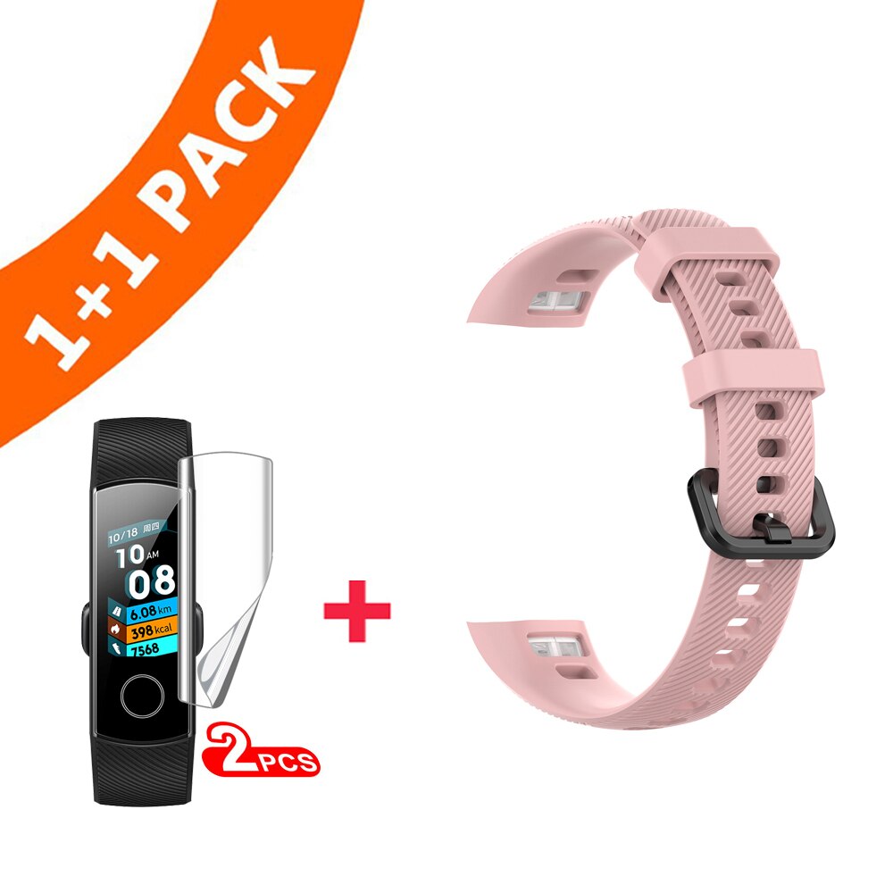 Handgelenk Gurt Für Huawei Honor Band 4 Strap Silikon Armband Armband Für Huawei Ehre Band4 Band 5 Strap Mit Schutzhülle film: Pink