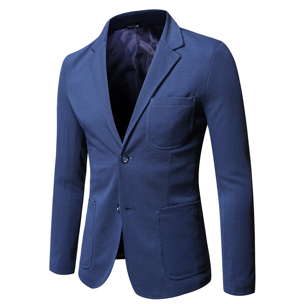Lente Herfst Mannen Blazer Pak Mannelijke Business Casual Jassen Jas Modieuze Marine Blauwe Jurk Blazers Plus Size M-5XL