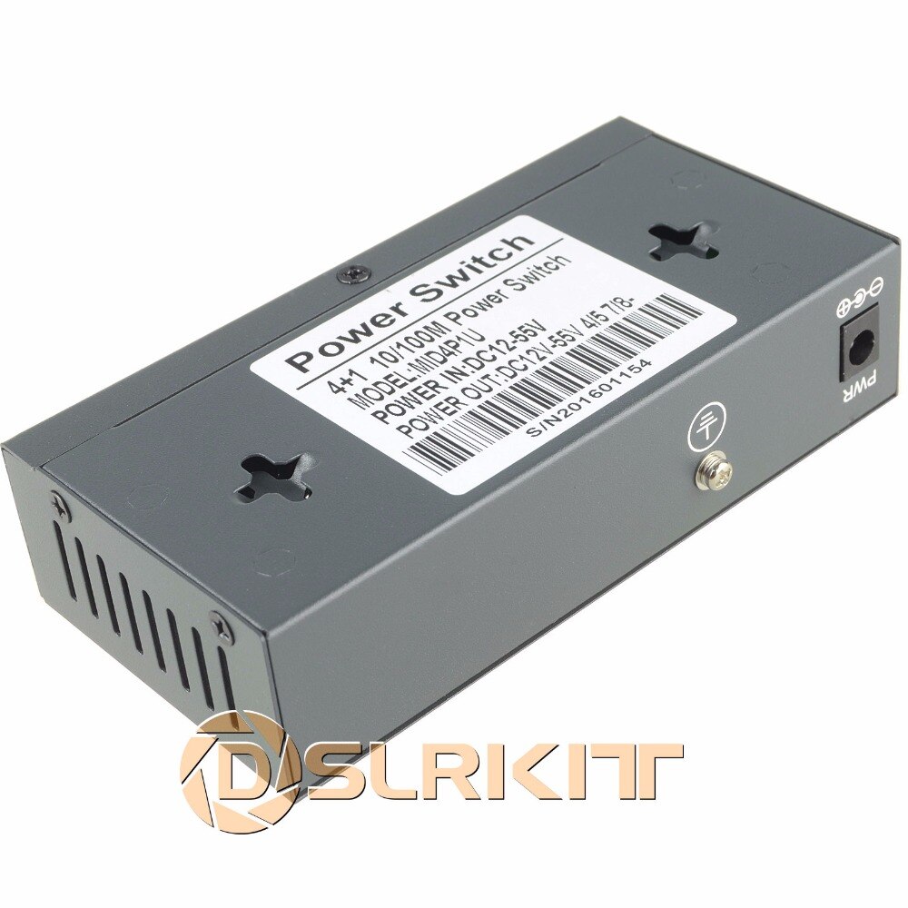DSLRKIT 5 Ports 4 PoE Injector Power Over Ethernet Switch 48V 96W