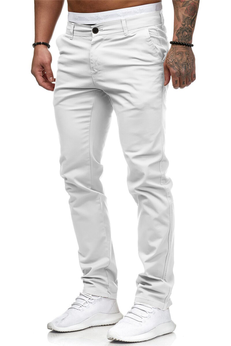 Männer Japanischen und Koreanischen stil schlank lässig hosen sommer neue feste farbe: Weiß / XXL