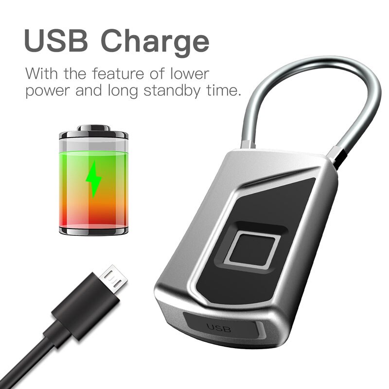Hoge Snelheid Elektronische Vingerafdruk Hangslot Mini Waterdichte Keyless Kast Zak Biometrische Dmart Intelligente Beveiliging Deurslot