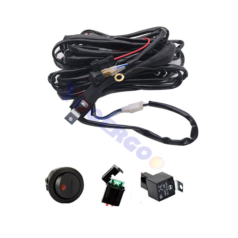 HID Wiring Harness LED HID Work Driving Light Wiring Harness Kit Fog Spot Work Light 2.5m Length 12V 40A Switch Relay