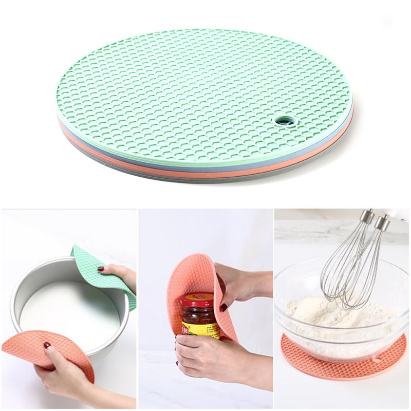 Multi-function Coaster 18cm Round Heat-resistant Silicone Coaster Slip Anti Pad Pot Holder Kitchen Table Placemat