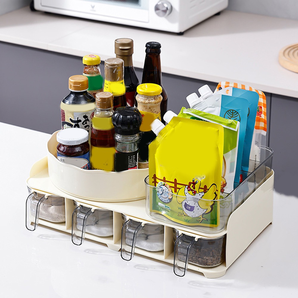 Countertop Jar Rack Plastic Countertop Spice Jar and Rack Set Large Ca... – Grandado