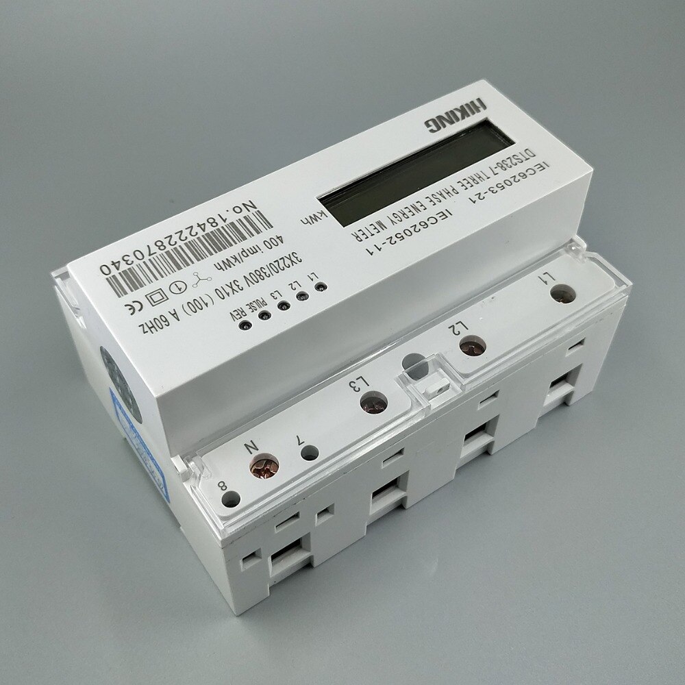 10(100)A 3*220V/380V 60HZ three phase Din rail KWH Watt hour din-rail energy meter LCD