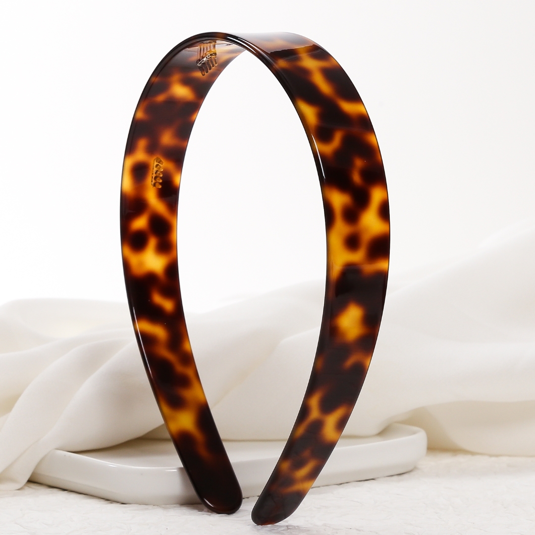 fascia per capelli leopardata fascia per capelli in acetato per ragazze e donne accessori per capelli rossi elegante copricapo moda francese largo 2.5cm: Grigio