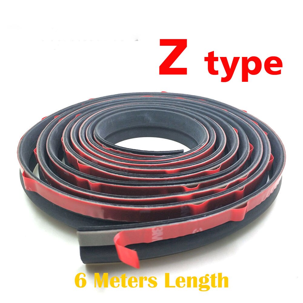 6 meter Kleine D Auto Geluidsisolatie Afdichting Rubber Strip Anti Noise Rubber 3m Plakband Auto Deur Afdichting: Black