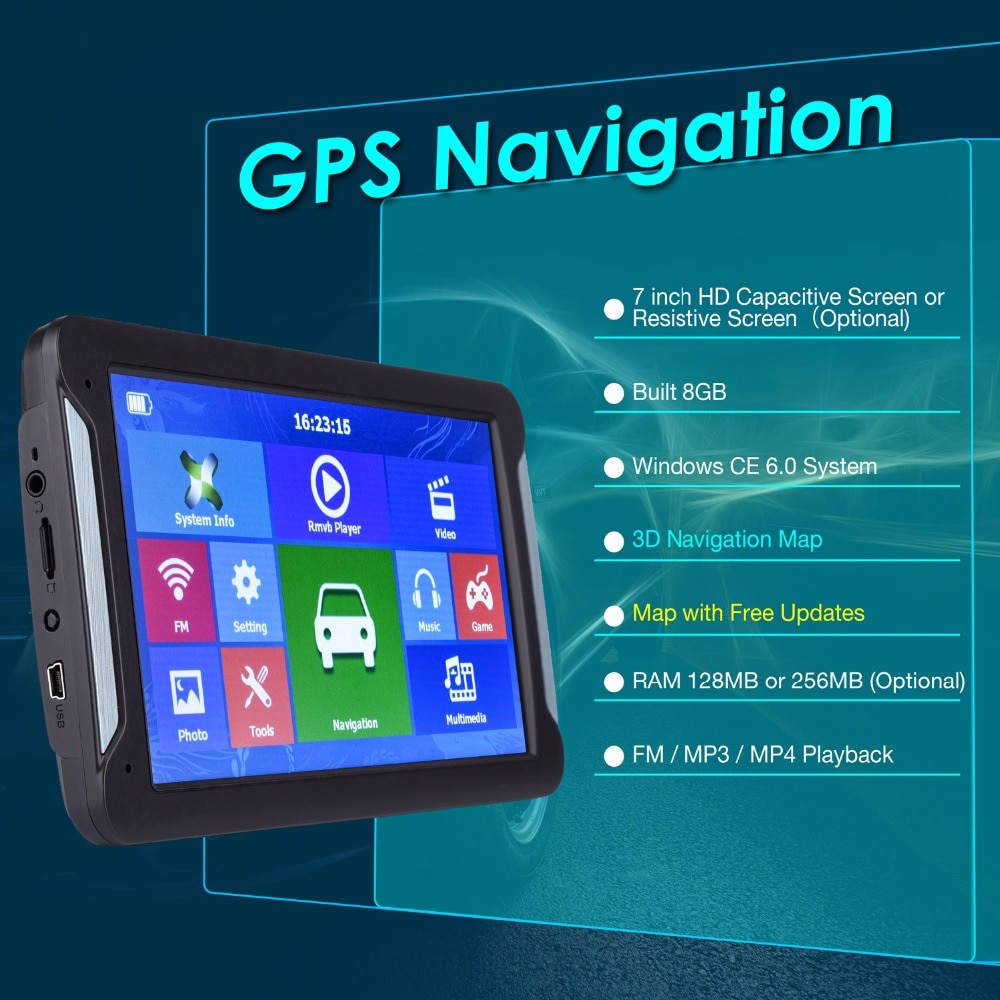 Oriana 7inch HD Car GPS Navigation FM 8G 256MB or 128MB latest Europe Map Resistive or Capacitive Truck gps navigators