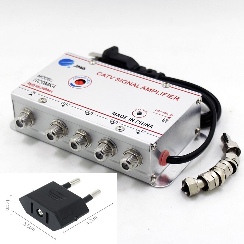 AC 220 V 4 Manier CATV Kabel TV Splitter Versterker 20dB Digitale TV Antenne Signaalversterker Thuis Tv apparatuur 45 Mhz tot 860 MHz US Plug: Rood
