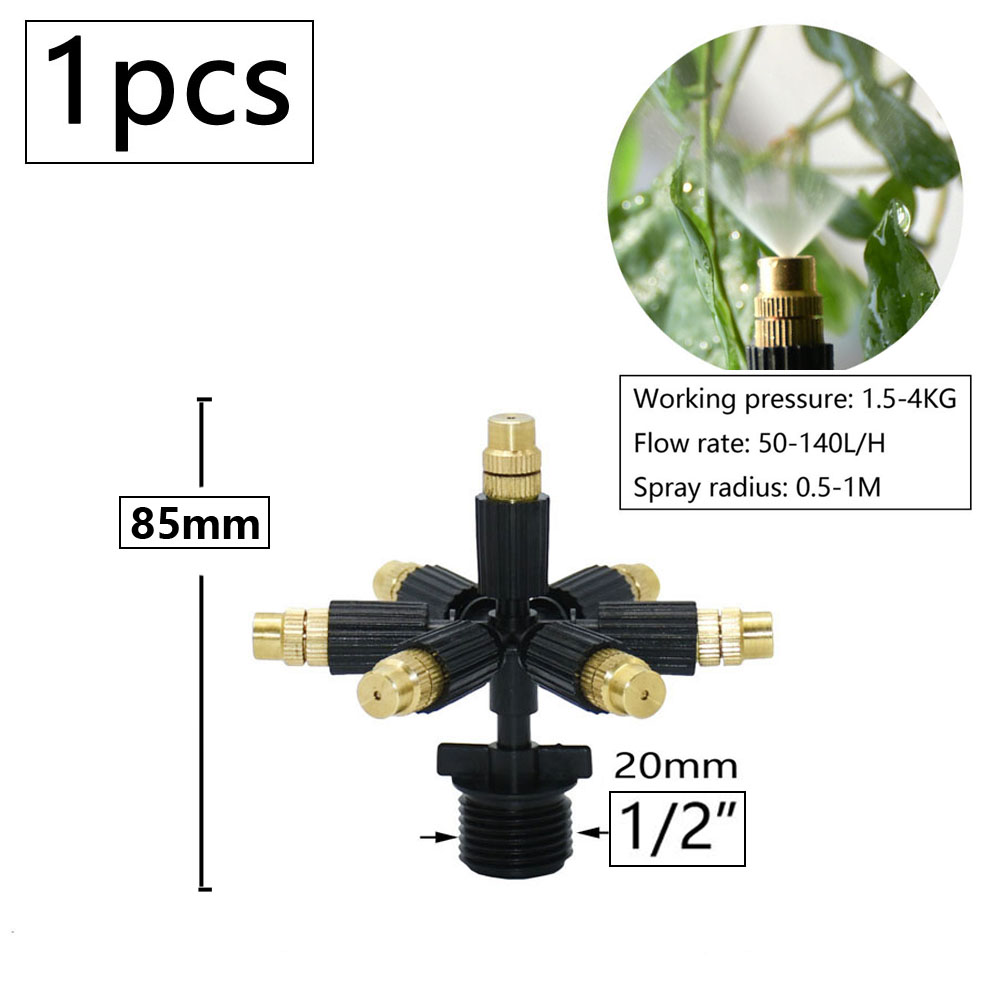 1/2" Mist Sprinkler 1/4/5/7-way Fog Sprinkler Nozzle Adjustable Misting Water Automatic Flower Watering Garden Atomizer: green