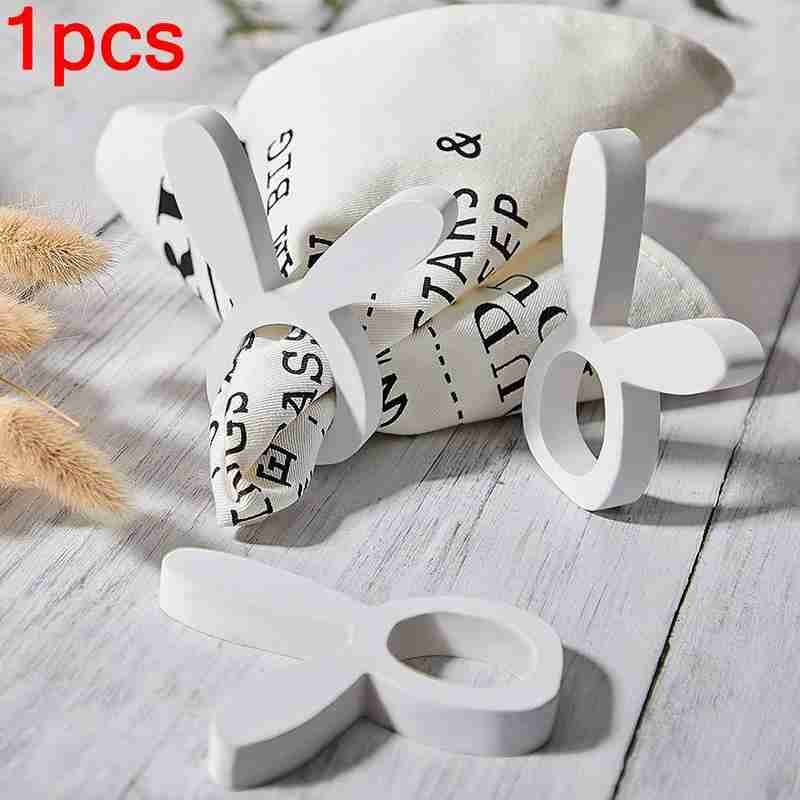 Diy Konijn Handgemaakte Houten Pasen Servet Ring Decoratie Voor Pasen Party Diner Tafel Houten Decor Supplies