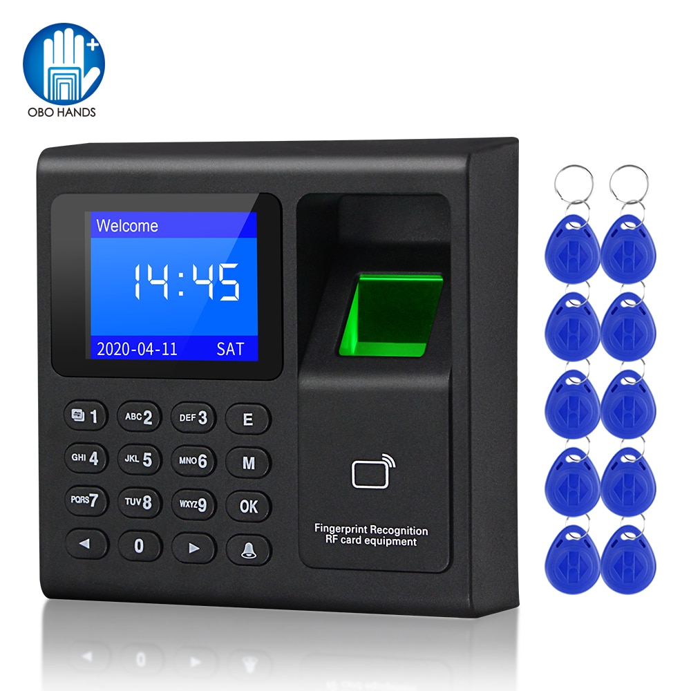 Biometrisk fingeraftryk rfid adgangskontrol tastatur system elektronisk usb tid ur optager fremmøde maskine  +10 fjernbetjening kort