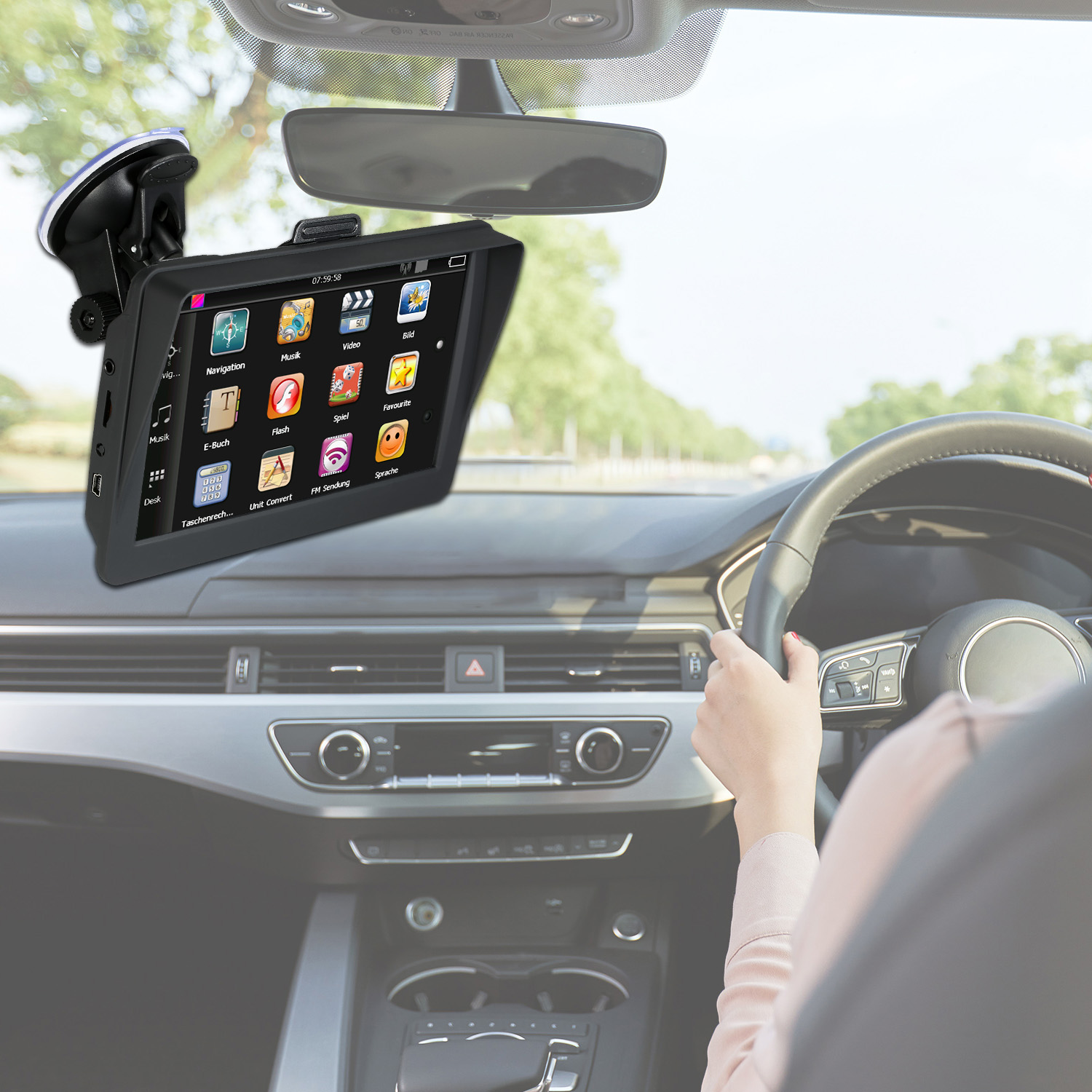 Navegador GPS para coche 7 pulgadas HD FM 8G guía de voz alertas de límite de velocidad direccional navegación de camiones último mapa Europa Norteamérica