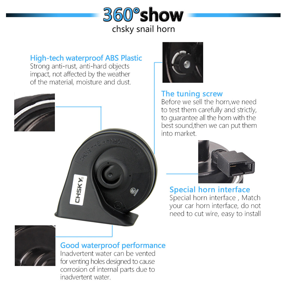 CHSKY Car Horn Snail type Horn For Toyota Yaris 2005 to NOW 12V Loudness 110-129db Auto Horn Long Life Time High Low Klaxon