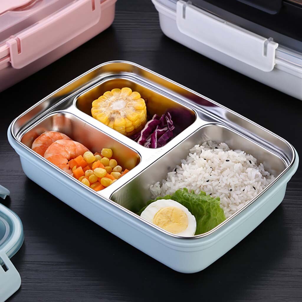 WORTHBUY Japanse Mode Lunchbox 304 rvs Bento Lunch Box Met Compartiment Servies Magnetron Voedsel Container Doos