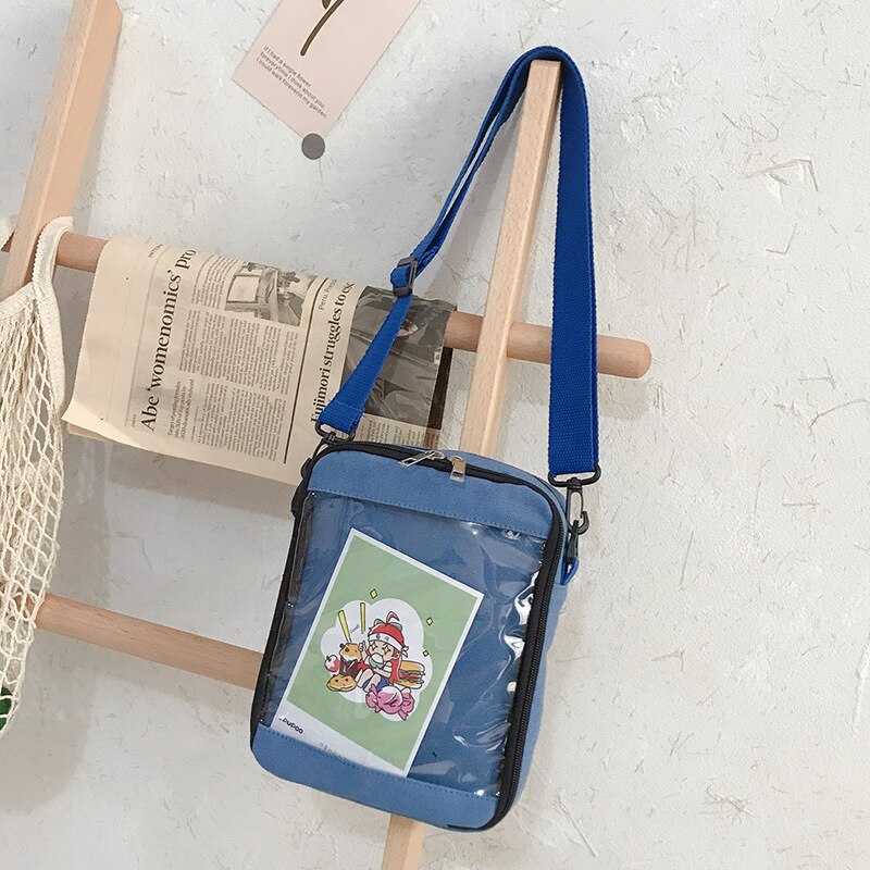 Women Handbags for Girls Shoulder Bags PVC Transparent Messenger Bags Students School Bookbag Crossbody Bags: Blue