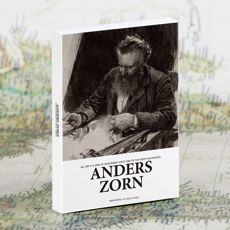 Lot de 30 cartes postales anglaises de la série du musée d'art, enveloppes de artistes célèbres, œuvres d'art, travaux de Monet, Picasso, Van Gogh: Anders Zorn