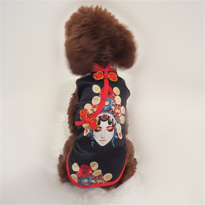 Chinese Stijl Honden Jurken Peking Opera Kant Bruiloft Prinses Rok Voor Huisdieren Feestjurk Tutu Katten Hond Shirts Kleding Roupa huisdier: Black / L