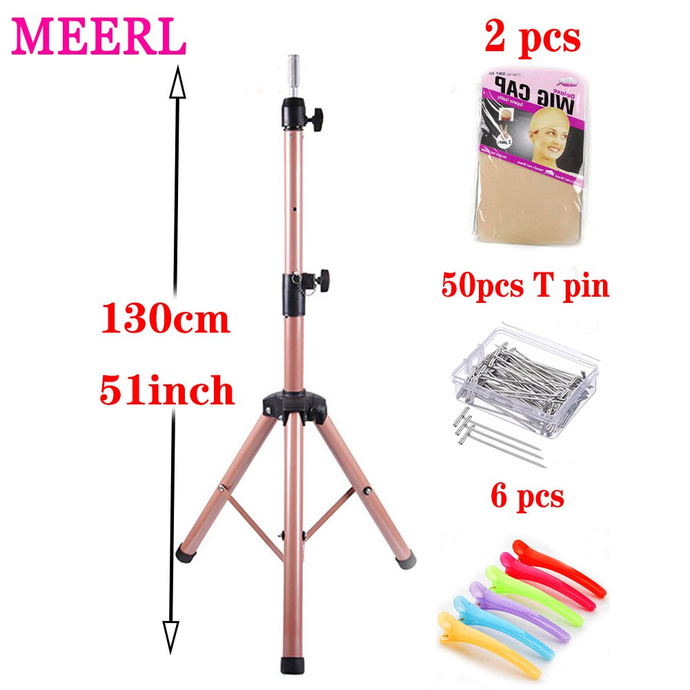Regulowany stojak na perukę statyw głowa manekina stojak na kosmetologię trening fryzjerski z czepek na perukę, t-szpilki, klipsy, torba robić przenoszenia: 130cm różowy