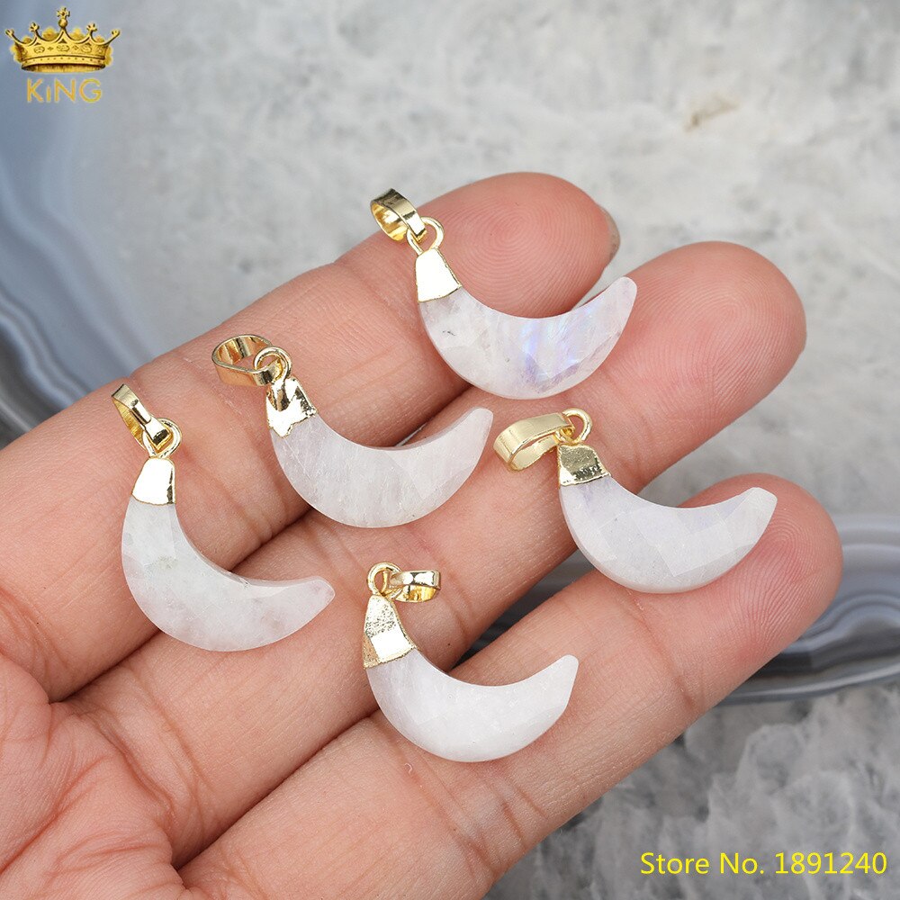 5 Pz/lotto Naturale Del Sole di Pietra di Luna a Forma di Del Pendente Per La Collana, barre di oro Bianco di Cristallo Del Pendente Pendenti E Ciondoli Per Orecchini FAI DA TE HS-83KBI: White Moonlight