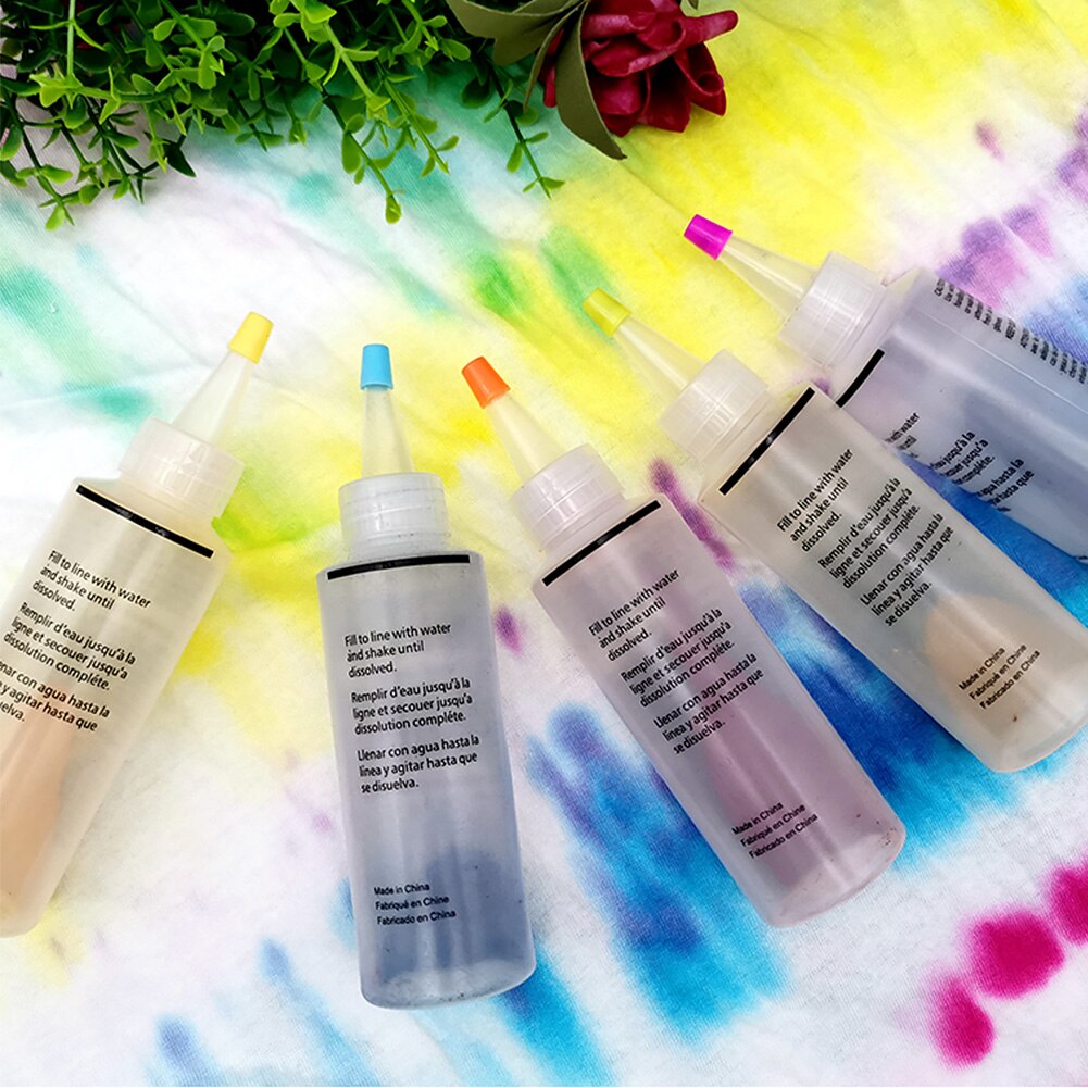 5 Colors Permanent Paint DIY Clothes One Step Tie Dye Kit Fabric Textile Non Toxic Family Fun Disposable Gloves Home Vibrant