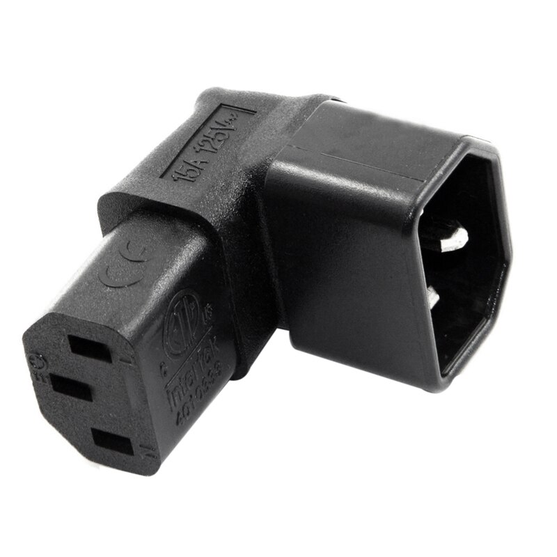 IEC Male C14 to Up Right Angled 90 Degree IEC Female C13 Power Extension Adapter