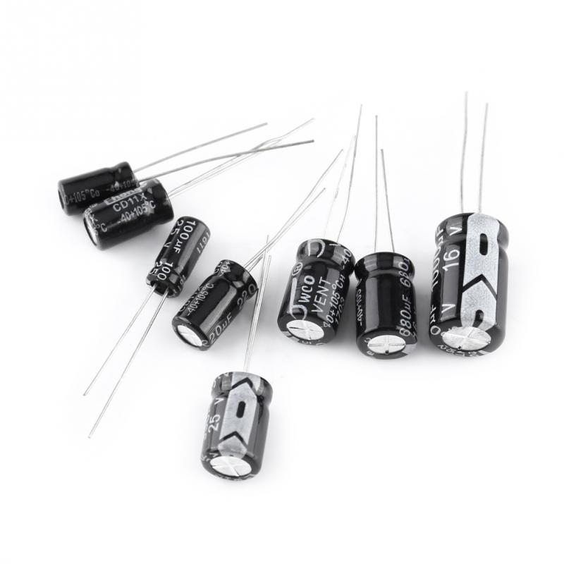 500 stk/parti 0.1uf-1000uf 24 værdier aluminium elektrolytisk kondensator assorteret sæt 10v ~ 50v blandet elektrolytisk kondensator sæt med æske