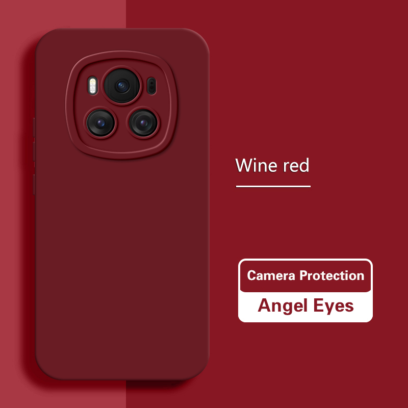 Phone Case for Honor Magic6 Magic 6 Pro 6Pro Ultimate 5G Solid Luxury Soft Liquid Silicone Lens Protection Angel Eyes Back Cover: POLYESTER / Red