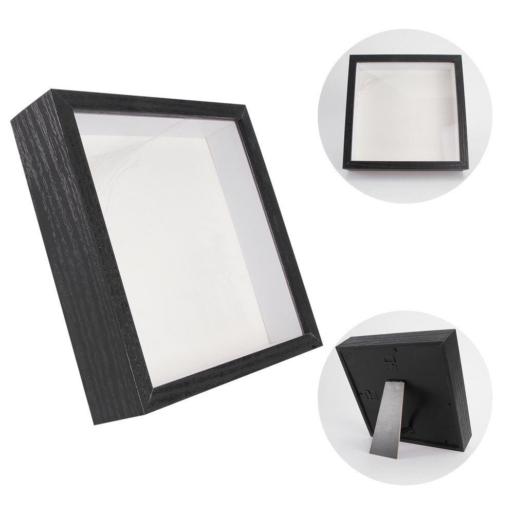 1pc Glass Photo Holder Clear Photo Display Frame Simple Specimen Holder (Black)