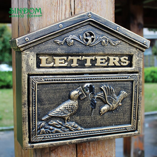Decorative Mailbox Cast Aluminium Outdoor Mailboxes for Apartment: Bronze