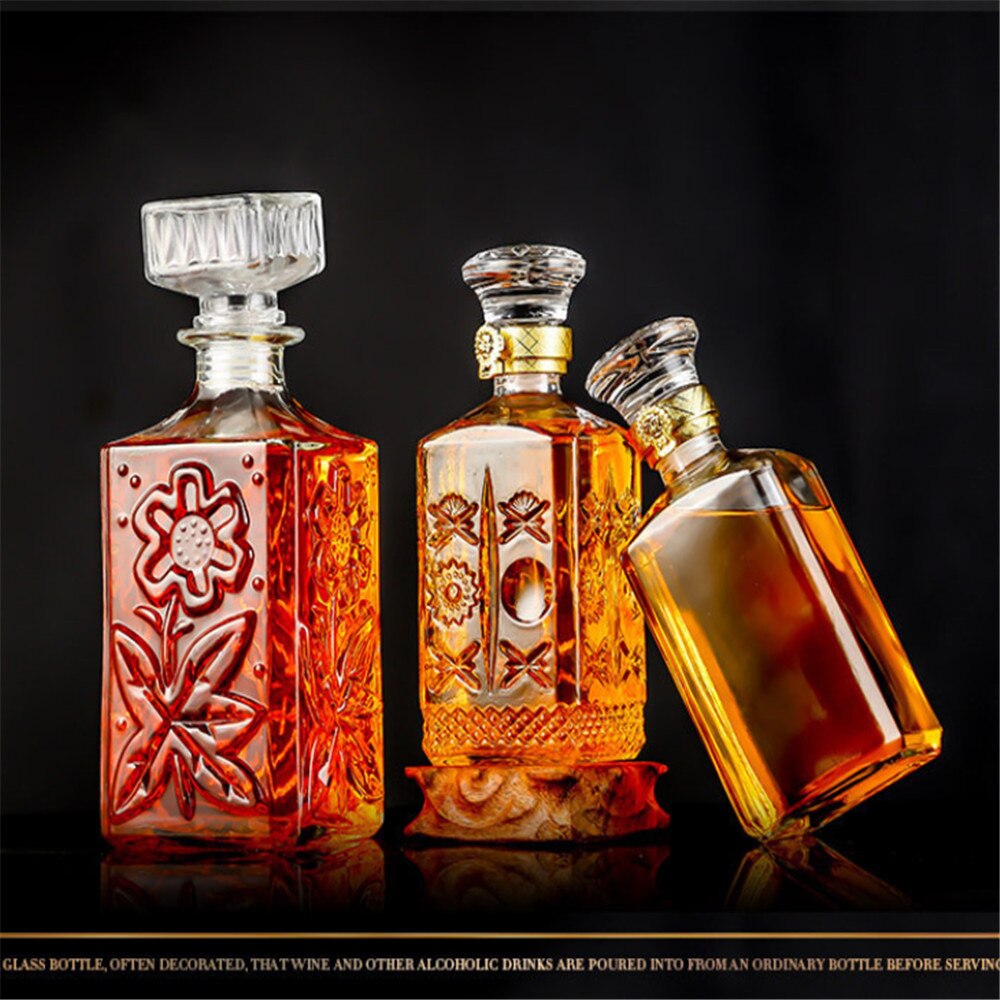 500Ml Glazen Wijnglas Vierkante Glas Rode Wijn Fles Wijn Set Whiskey Fles Decanter Wodka Dispenser Whiskey Glazen Bar Set