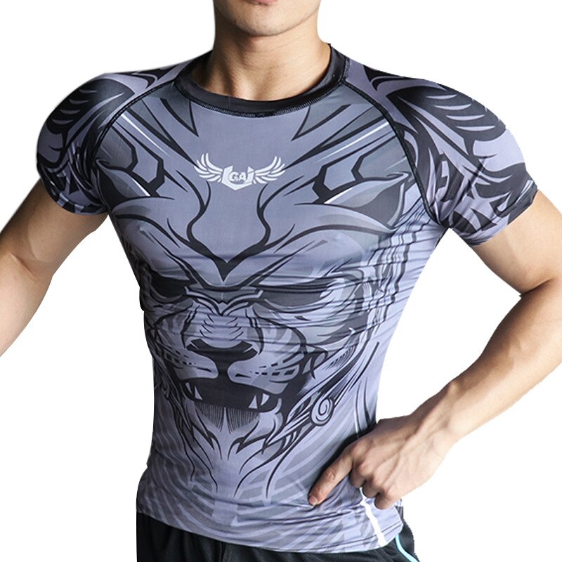 Sommer sport t-shirt mænds kortærmet, rund halsudskæring, tørretumbler, fitnessdragt: Grå / M