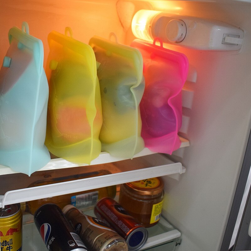 1Pcs Food Storage Bag Containers Reusable Freezer Bag Leakproof Top Ziplock Silicone Bags Kitchen Organizer Pouch ^^