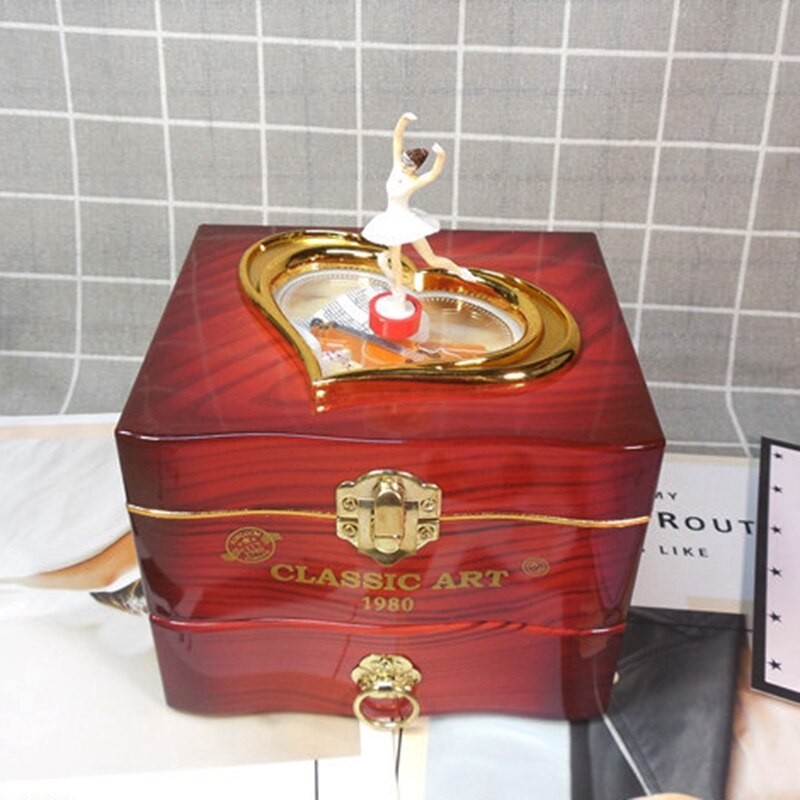 Caja de música bailarina caja para joyas de plástico niñas carrusel mano manivela caja de música mecanismo