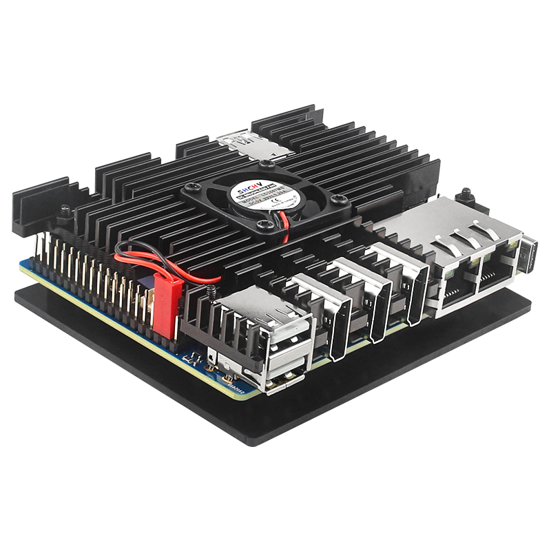 Orange  pi 5 plus aluminium behuizing met actieve en passieve metalen koeling, ventilator en koelribben, metalen behuizing voor orange  pi 5 plus