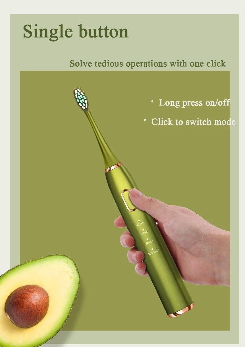 Elektryczna szczoteczka ultradźwiękowa BS-201 dorosły zegar szczotka 4 tryb USB ładowarka akumulator IPX8 zamienne końcówki robić szczoteczek robić zębów zestaw