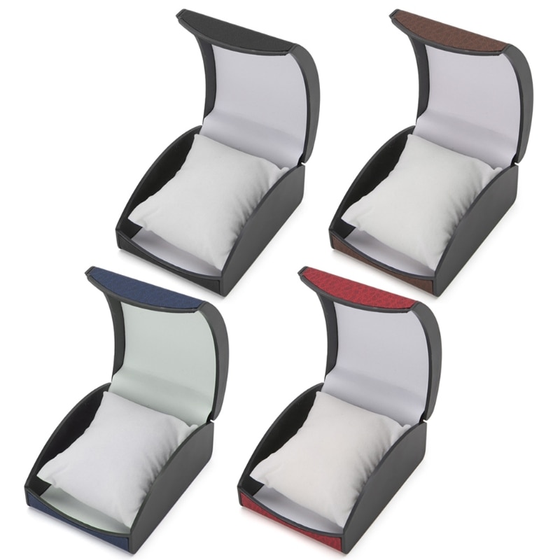 4 färger lyx klocklåda fall klockor hållare display förvaring för smycken armband konstläder hållare