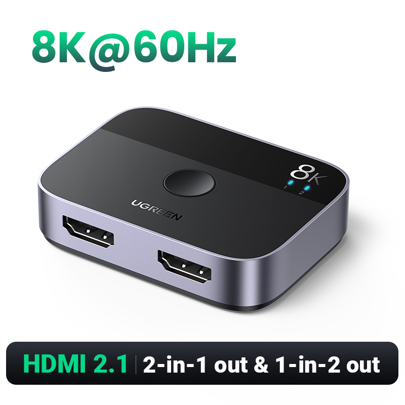 UGREEN rozdzielacz HDMI 4K dwukierunkowy przełącznik HDMI 1x 2/2x1 Adapter do PS4/3 TV, pudełko projektor kabel HDMI przełącznik HDMI rozdzielacz HDMI: Black