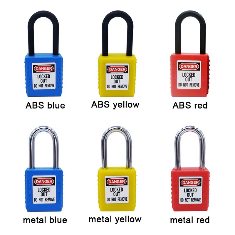 Lock ABS security padlock plastic shackle steel safety padlock 38mm nylon non conductive safety padlock, with 2 unique key