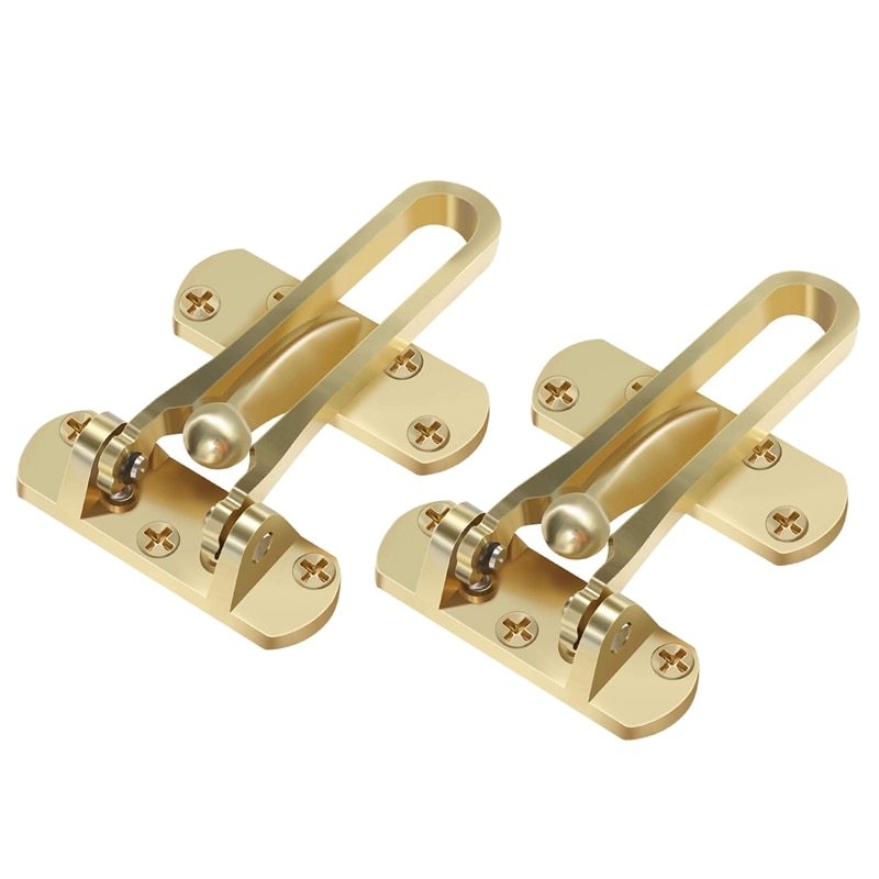 2 Pack Home Security Door Lock Front Door Locks for Kids, Home Reinforcement Lock for Swing-In Doors, Thicken Solid Aluminium Al: golden