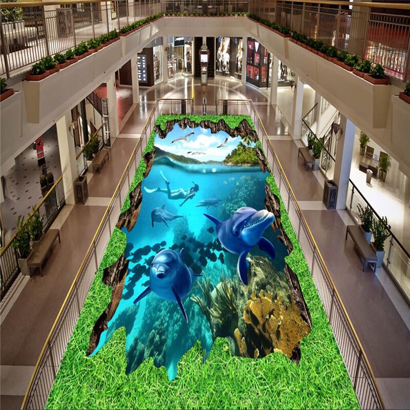 Beibehang Custom 3D vloer behang marine world 3D vloer behang woonkamer vinyl zelfklevende waterdicht behang