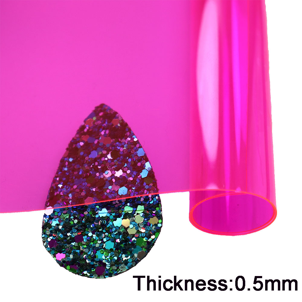 30x120CM 0,5mm neón rojo amarillo verde transparente tela de vinilo de PVC tela de vidrio suave impermeable para bolso arco DIY BH051