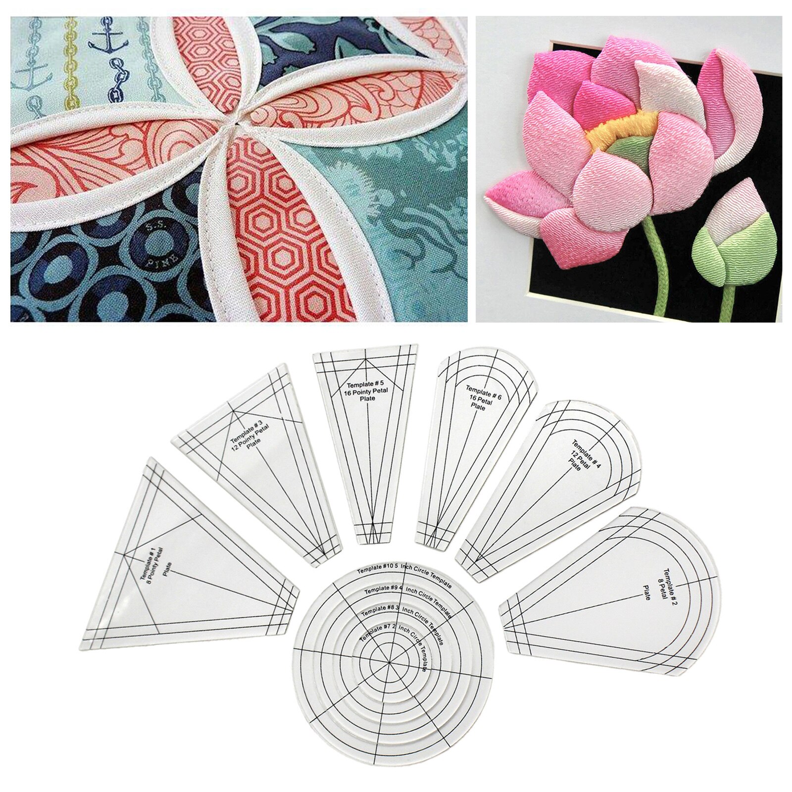 Dresden Quilting Template - 10 Pieces Dresden Plate Template Patchwork Regular Ruler Dresden Petals for Domestic Sewing Machine