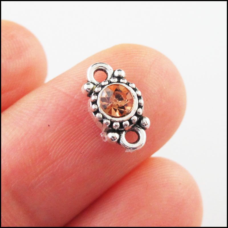 30 pièces cristal mélangé tibétain argent plaqué rond fleur charmes connecteurs 6.5x11.5mm: Couleur or pur