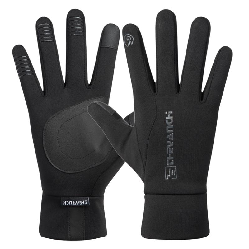 1 par sikkerhedshandsker vinter varm berøringsskærm skridsikker handsker vindtæt vandtæt all-finger cykelhandsker (sort, m): Xl