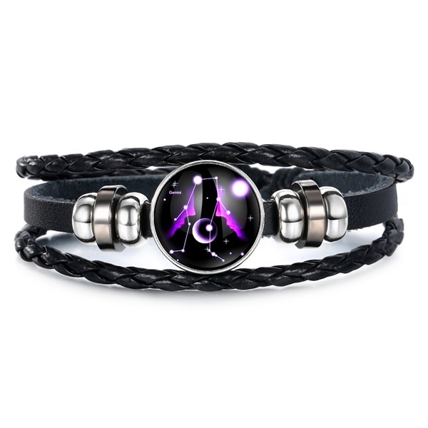 Ifmia 12 konstellationer læder stjernetegn med perler armbånd armbånd til mænd drenge smykker rejsetilbehør: 10